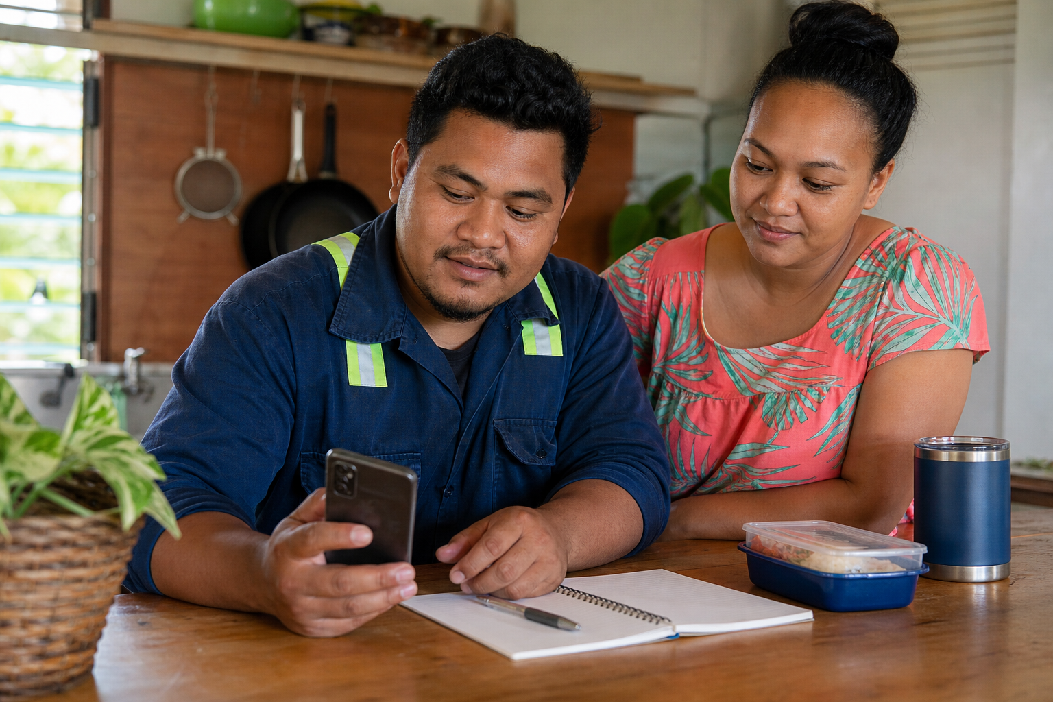 Working member reviewing a short-term budget on a phone