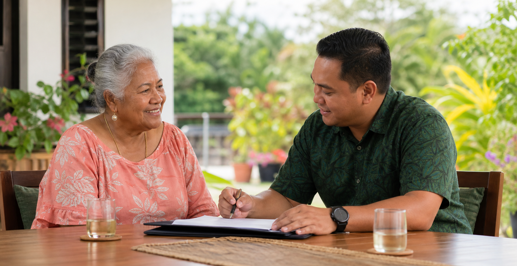 Senior member receiving patient financial guidance