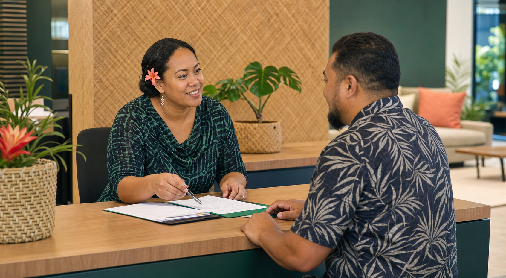 Credit union staff member helping a new member with a membership inquiry